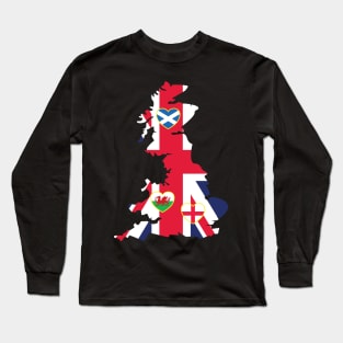 Flags Map Of Great Britain Long Sleeve T-Shirt